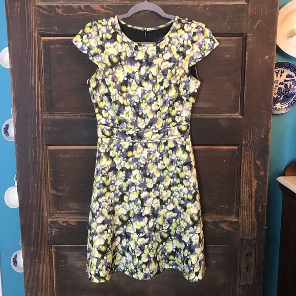 J. Crew Dress Women’s Sz 0 Linen Fit & Flare Cap Sleeve In Clover - Picture 2 of 14